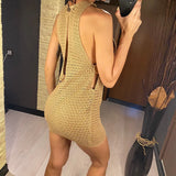 2026 Sexy Backless Cut Out Crochet Knitted Tunic Beach Cover Up Cover-ups Beach Dress Beach Wear Beachwear Female Women V5461