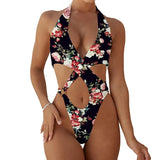 2025 Sexy High Cut Out Halter Female Swimwear One Piece Swimsuit Women Cross Bandage Monokini Bather Bathing Suit Swim Bodysuit