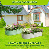 HiMISSH Oval Galvanized Raised Garden Beds For Outdoor Use