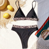Sexy Bikini Women Push Up Leopard Patchwork High Waist Triangle Swimwear Swimsuit Bikini Set Bathing Suit Bikini Female Biquinis