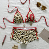 Leopard Number Print Swimwear Sexy Triangle String Halter Bikinis Sets Low Waist Bottoms Shorts Swimsuit Women 2026 Bikini Mujer