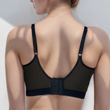 Women Sports Bra Sheer Mesh Patchwork Racerback Yoga Bra Breathable Quick Dry Workout Crop Top Gym Running Fitness Underwear