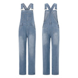 Women Denim Long Jumpsuits Casual Wide Leg Suspender Pants Romper Summer Baggy Bib Overalls