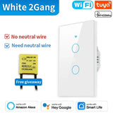 TNCE Tuya US Smart Wall Switch wifi or zigbee 1/2/3/4 Gang Wire Touch Sensor LED Light Button Smart Home voice Alexa Google Home