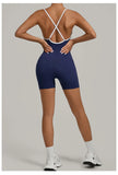 Spring/summer Women's Contrasting Yoga Jumpsuit Hollow Out Cross Back Camisole One Piece Sports Suit Hip Lifting Fitness Romper