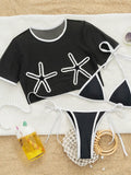 Sexy With Short Sleeve Cover Halter Bikini Female Swimsuit Women Swimwear Three-pieces Bikini set Bather Bathing Suit Swim K7371