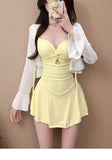 Swimsuit one-piece slimming and conservative skirt for girls, soaking in hot springs for vacation, swimsuit for women, summer