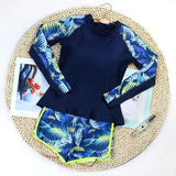 2026 Sexy Floral Long Sleeve Two-Piece Women's Surfing Swimsuit Drawstring Swim Tankini Rash Guard Beachwear Bathing Suit Female