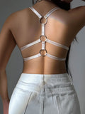 Women's sexy front buckle embroidered lace bra with steel ring gathering push up cross back close fitting bra B6135