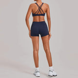 Women's Nude Yoga Sets Sports Cross Beauty Back Bra Hip-lifting Slim Fit Shorts Suits Running Fitness Workout Gym Sets