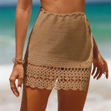 2026 Hollow Out Skirt Sarong Crochet Knitted Tunic Beach Cover Up Cover-ups Beach Dress Beach Wear Beachwear Female Women V8074