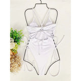 S - XL Sexy Lace Up Underwired One Piece Swimsuit Women Swimwear Female Backless Monokini Bather Bathing Suit Swim Lady V2906