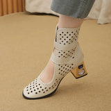 Sandals Platform Beige Summer Mesh Grid Ankle Boots Roman Sandals For Woman2026