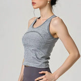Women's One Piece Yoga Sports Vest Stretch I-Shaped Running Fitness Slimming Short Style Camisole Outerwear