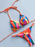 Leopard Halter Scrunch Butt Micro Thong Bikini Women Swimwear Female Swimsuit Two-pieces Bikini Set Bather Bathing Suit Swim