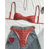 S - XL Flowers Printed High Leg Cut Bikini Female Swimsuit Women Swimwear Two-pieces Bikini set Bather Bathing Suit Swim V6965