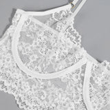 Porn 3pcs Lace Underwear Set Women Sexy Lingerie Halter Bra and Panties Garter Intimate Erotic Babydolls Sex Costumes