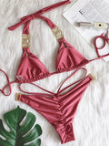 Sexy Halter Crystal Diamond Bikini 2025 Female Swimsuit Women Brazilian Swimwear Two piece Bikini set Triangle Bathing Suit Swim