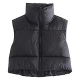 Women Winter Warm Crop Waistcoat Sleeveless Stand Collar Double Sided Lightweight Puffer Vest 2022 Streetwear