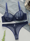 Women's Sexy Embroidered Lace Underwear With Steel Rims Push Up Breathable And Comfortable Close Fitting Underwear Set YS2864