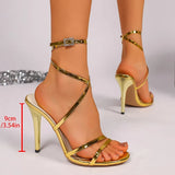 Ankle Wrap Stiletto High Heel Sandals Women Buckle Strap Thin Heels Party Shoes Woman Super High Heeled Gladiator Sandals 43