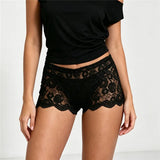 Sexy See Through Floral Lace Boyshort Panties Ladies Mid Waist Scallop Hem Stretch Hipster Underwear Daily Comfort Lingerie