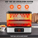 VEVOR 5 Tray Food Dehydrator With Digital Timer And Temperature