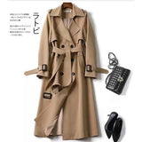 Phantasy Trench Coat Women Long Sleeve Jacket British Style Long Cloack Lace Up Elegant Office Lady Trench Spring Autumn Outfit