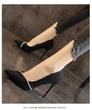 High Heels Women with  Spring and Autumn Pointy Women's Shoes Dress Wedding Shoes Temperament Banquet Single Shoes