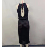 Halter Backless High Leg Cut Crochet Knitted Tunic Beach Cover Up Cover-ups Beach Dress Beach Wear Beachwear Female Women V5753