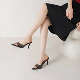 Spring and Summer New Style Fashion High Heels Women's Slippers Pointed Tip Concise Sexy Party Women's Shoes High 8cm Size 35-43
