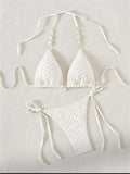 Sexy White Shell String Bikini 2026 Women Luxury Push Up Bra Tie Side Thong Swimsuit Brazilian Beach Bathing Suit Micro Swimwear