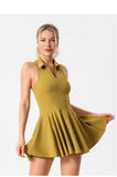 Quick Dry Tennis Dresses Women Turn Down Collar Golf Pleate Skirt Dress Pockets Fitness Shorts 2 Piece Tennis Yoga Suits