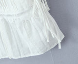 Foridol White Lace Tops for Women Summer Casual Side Tie Up Cotton Camis Top Buttons Casual Beach Vacation New Tops