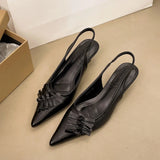 Pointed Toe Slingbacks Sandals Women Elegant Kitten Heel Dress Shoes Shallow Comfy Bowknot Office High Heels Ladies 2026