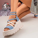 Cross Band Chunky Platform Sandals Women 2025 Summer Thick Sole Wedges Rome Sandles Woman Super High Heel Gladiator Sandalias 43