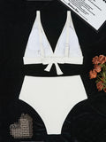 2026 Triangle High Waist Bikini Solid Strappy Swimwear Female Sexy Swimsuit Women Bathers Bathing Swimming Swim Suit Beachwear