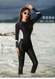 Women's One-piece Swimsuit with Long Sleeves and Pants Fully Wrapped for Sun Protection and Belly Coverage, Slimming Diving Suit