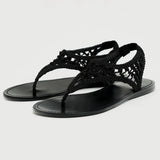 New Arrivals Black Roman Gladiator Flat Sandals for Women Shoes Leisure Summer Comfortable Beach Vacation Flip Flops