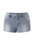 Women's Mini Jean Shorts with Pockets Low Rise Stretchy Denim Shorts Summer Sexy Casual Stylish Slim Fit Hot Short Pants