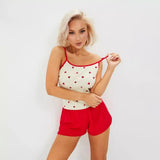 Sexy Heart Print Camisole Pajama Set for Women – Summer 2-Piece Cotton Sleepwear Loungewear