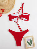 Sexy Black Hollow Out Bikini 2025 Women One Shoulder Metal Designer  Backless Thong One Piece Swimsuit Summer Bathing Suits