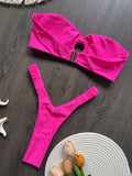 Wrinkled Bandeau High Cut Mini Thong Bikini Female Swimsuit Women Swimwear Two-pieces Bikini Set Bather Bathing Suit Swim Lady