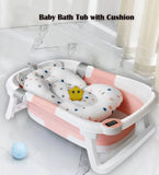 Foldable Baby Bath Tub With Cushion Thermometer Non Slip