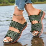 Vinatge Hollow Out Platform Sandals Women Lightweight Plus Size Wedges Sandles Woman Comfortable Thick Sole Casual Sandalias 43