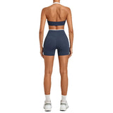 Women's Seamless Yoga Sets Sports Gym Fitness High-Waist Hip Lifting Shorts Suits Training Running Workout Beautiful Back Sets