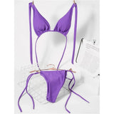 Sexy 11 Color Halter Mini Micro Thong Bikini Female Swimsuit Women Swimwear Two-pieces Bikini set Bather Bathing Suit Swim V4064