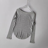 Women's yoga sports T-shirt, Modal ribbed yoga long sleeved outdoor sports loose top slimming yoga T-shirt cover