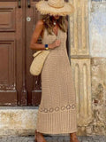 S - XL 2025 V Neck Hollow Out Crochet Knitted Tunic Beach Cover Up Long Cover-ups Beach Dress Beach Wear Beachwear Female Women