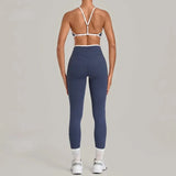 Women's Seamless Yoga Sets Sports Fitness Gym Sleeveless Vest Hip-lifting Slim Fit Pants Suits Running Training Workout Sets